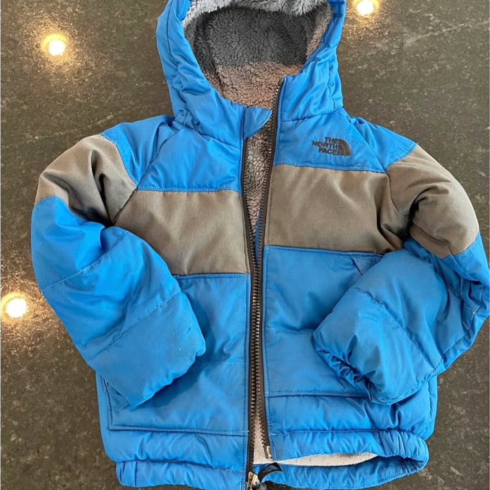 The North Face Blue and Gray Hooded Jacket
